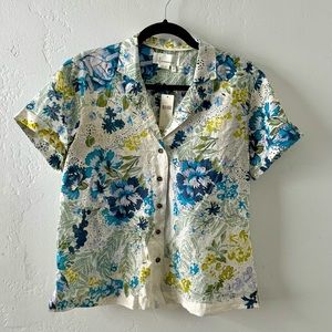 NWT Anthropologie floral short sleeve button up